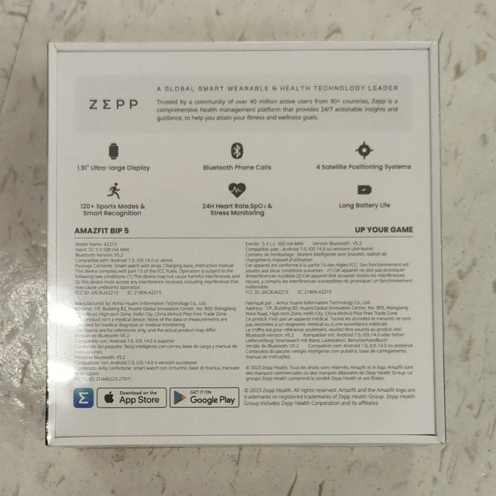 New Sealed Amazfit Bip 5 Smmartwatch 46mm Black Alexa GPS Fitness Tracker Zepp